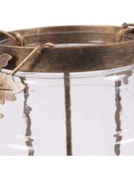Laura Ashley Large Leaf Bottle Hurricane in Antique Gold, Glass/Iron, Size 24x24x37cm - thumbnail 3