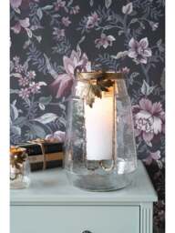 Laura Ashley Large Leaf Bottle Hurricane in Antique Gold, Glass/Iron, Size 24x24x37cm - thumbnail 4