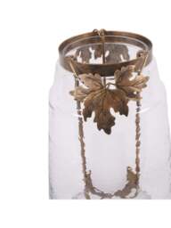 Laura Ashley Large Leaf Bottle Hurricane in Antique Gold, Glass/Iron, Size 24x24x37cm - thumbnail 2