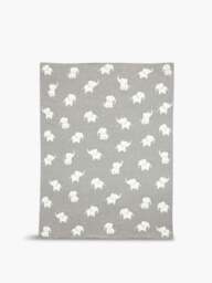 Mamas & Papas Welcome To The World Knitted Elephant Blanket in Grey, Cotton - thumbnail 1