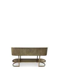 Libra Interiors Belvedere Aged Gold Console With Shelf 140X35X80 in Champagne Gold, Size 135x75x31