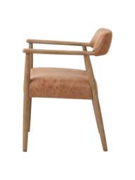 Barker and Stonehouse Alden Neutral Fabric Dining Chair in Brown, Leather - thumbnail 3
