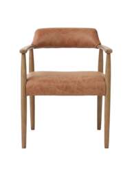 Barker and Stonehouse Alden Neutral Fabric Dining Chair in Brown, Leather - thumbnail 2