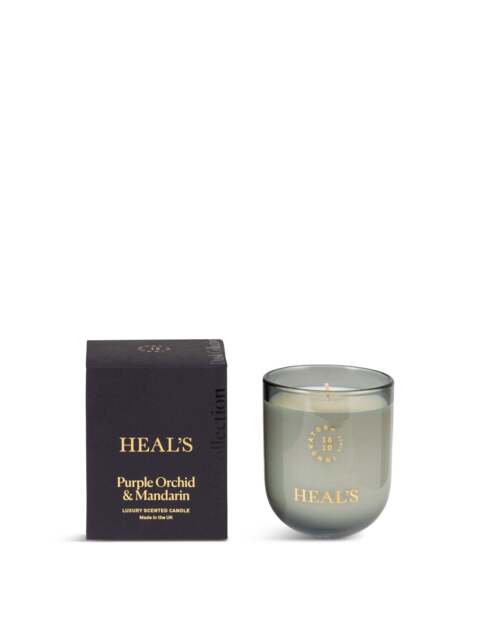 Heal's Dusk Purple Orchid & Mandarin Candle in Grey, Ceramic