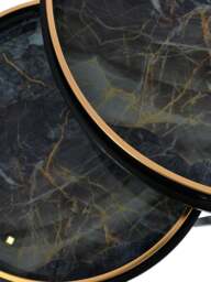 Libra Interiors Vesuvius And Gold Nesting Tables Set Of Two in Black, Wood/Metal - thumbnail 4