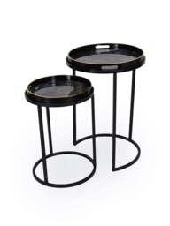 Libra Interiors Vesuvius And Gold Nesting Tables Set Of Two in Black, Wood/Metal
