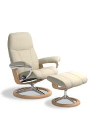Barker and Stonehouse Consul Cream Small Signature Chair And Foots in Neutral, Leather