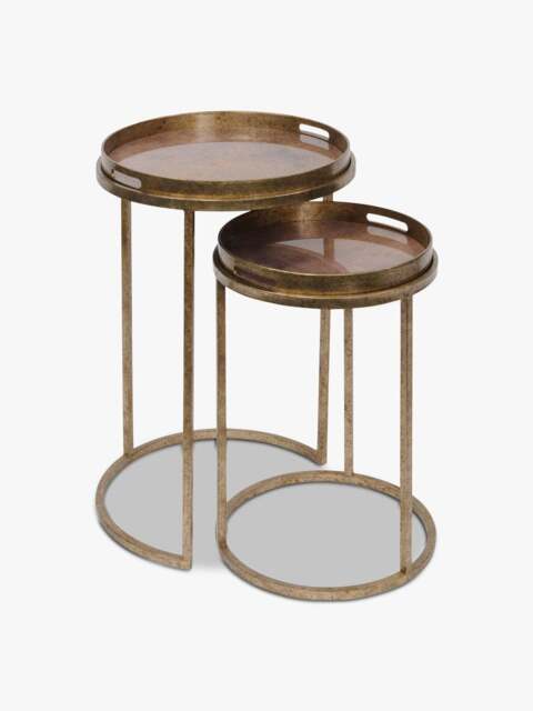 Libra Interiors Vienna Antique Atlas (Set Of 2) Side Tables in Gold, Size One