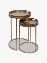 Libra Interiors Vienna Antique Atlas (Set Of 2) Side Tables in Gold, Size One