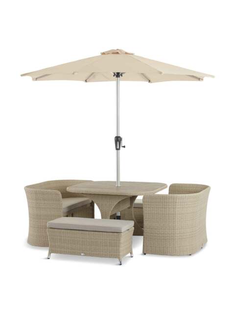 Bramblecrest Tetbury Rattan 8-Seater Balcony Set With Tree-Free Top Parasol & Base - image 1
