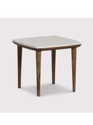 Barker and Stonehouse Vida Marble And Wood Side Table in Neutral - thumbnail 2