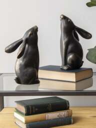 Libra Interiors Hare Pair Sculpture in Bronze - thumbnail 2