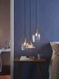 Dar Lighting Hadano Pendant - Natural Brass With Dimpled Glass Shade in Natural Solid Brass - thumbnail 3