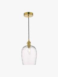 Dar Lighting Hadano Pendant - Natural Brass With Dimpled Glass Shade in Natural Solid Brass - thumbnail 1
