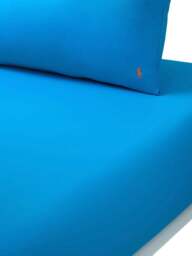Ralph Lauren Home Polo Player Fitted Sheet Collection in Blue - Coveblu, Cotton, Size Single - thumbnail 1