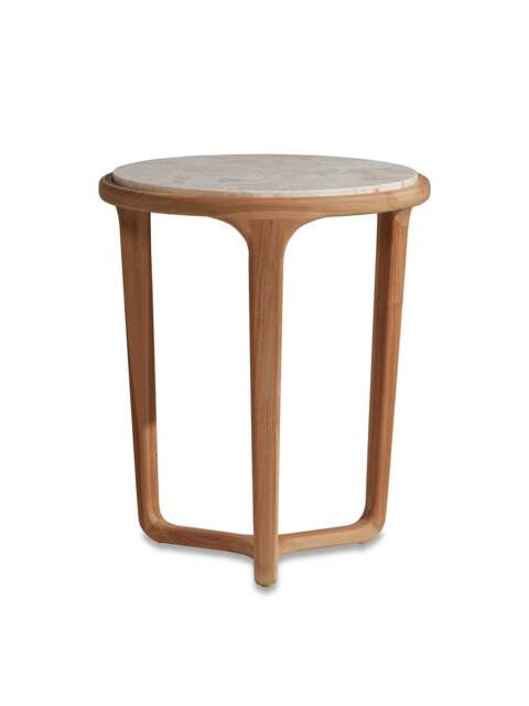 Barker and Stonehouse Terza Teak Wood Round Side Table With Marble Top in Neutral - image 1