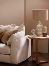 Barker and Stonehouse Terza Teak Wood Round Side Table With Marble Top in Neutral - thumbnail 2