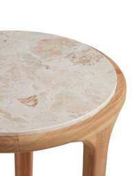 Barker and Stonehouse Terza Teak Wood Round Side Table With Marble Top in Neutral - thumbnail 4