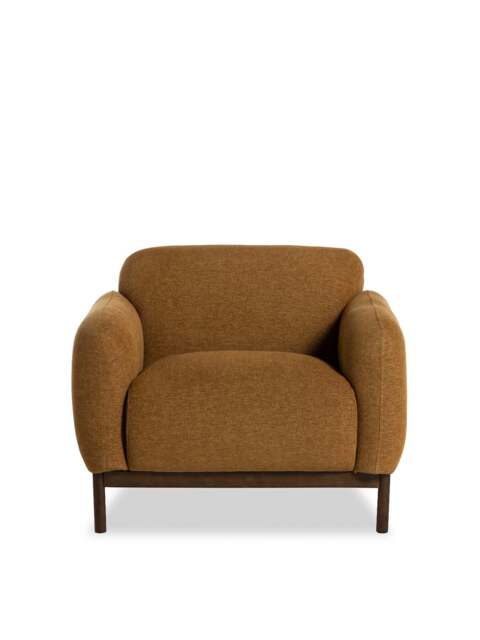Barker and Stonehouse Connie Fabric Armchair With Timber Base in Yellow - image 1
