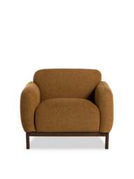 Barker and Stonehouse Connie Fabric Armchair With Timber Base in Yellow - thumbnail 1