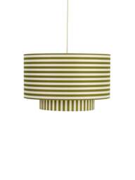 Heal's Raie Fabric Pendant Green White in Green/White, Wood/Metal