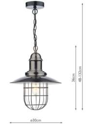 Dar Lighting Terrace 1 Light Foyer Pendant Light in Antique-Chrome - thumbnail 4