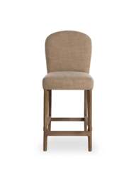 Barker and Stonehouse Maurice Fabric Bar Stool With Brass Studs in Neutral, Leather