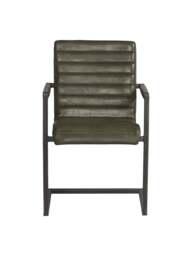 Barker and Stonehouse Brutus Stitched Dining Armchair in Green, Leather - thumbnail 2
