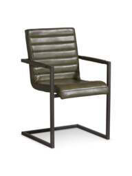 Barker and Stonehouse Brutus Stitched Dining Armchair in Green, Leather