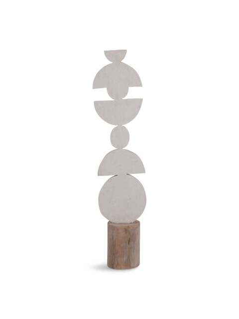 Libra Interiors Totem Sculpture On Stand White Large in White Natural, Size 15x9x64cm
