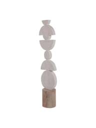 Libra Interiors Totem Sculpture On Stand White Large in White Natural, Size 15x9x64cm - thumbnail 2