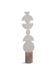 Libra Interiors Totem Sculpture On Stand White Large in White Natural, Size 15x9x64cm - thumbnail 1