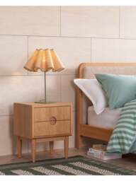 Heal's Raffia Table Lamp Natural/ in Green - thumbnail 2