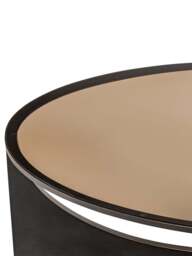 Libra Interiors Glenthorpe Sculpted Coffee Table in Gilded Oak Wood/Brown Tinted Glass, Size H42xW110xD - thumbnail 3