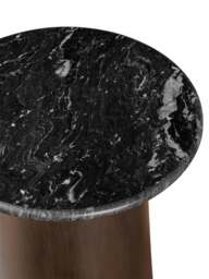Libra Interiors Newton Crescent Marble Side Table Gold in Black Markino Marble/Smoke Gold, Size H52xW43xD4 - thumbnail 4
