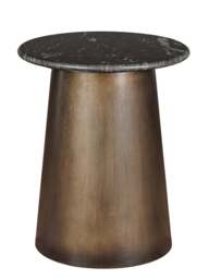 Libra Interiors Newton Crescent Marble Side Table Gold in Black Markino Marble/Smoke Gold, Size H52xW43xD4 - thumbnail 3