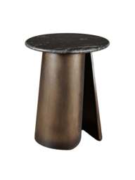 Libra Interiors Newton Crescent Marble Side Table Gold in Black Markino Marble/Smoke Gold, Size H52xW43xD4 - thumbnail 2