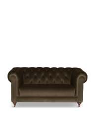 Barker and Stonehouse Ullswater Velvet Chesterfield Sofa in Green, Size 2 Seater - thumbnail 1