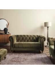 Barker and Stonehouse Ullswater Velvet Chesterfield Sofa in Green, Size 2 Seater - thumbnail 2