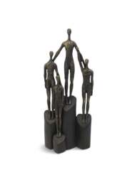 Libra Interiors Abstract Family Sculpture On Hearts Plinth in Bronze, Size 41x16x7 - thumbnail 1