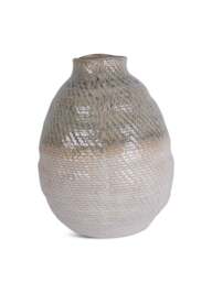 Libra Interiors Ceramic Woven Vase Extra Large in White Taupe, Size 34x34x47 - thumbnail 1