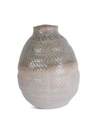 Libra Interiors Ceramic Woven Vase Extra Large in White Taupe, Size 34x34x47