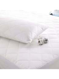 The Fine Bedding Company Deep Fill Cotton Mattress Protector in White, Cotton/Polyester, Size Single - thumbnail 4