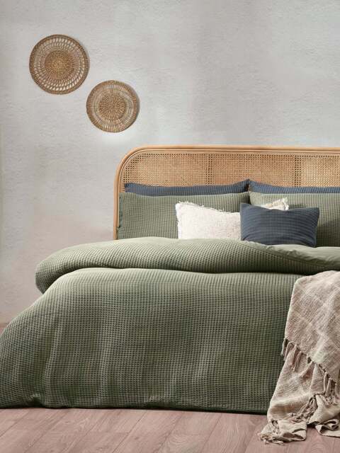 Yard Living Chunky Waffle Textured Duvet Cover Collection in Eucalyptus, Size King - image 1