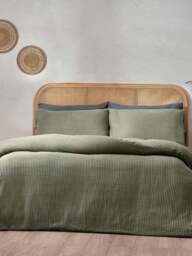 Yard Living Chunky Waffle Textured Duvet Cover Collection in Eucalyptus, Size King - thumbnail 3