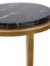 Libra Interiors Iota Accent Table Black Marble Aged Gold Frame in Black Marble Dark Bronze, Wood/Metal - thumbnail 4