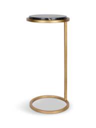 Libra Interiors Iota Accent Table Black Marble Aged Gold Frame in Black Marble Dark Bronze, Wood/Metal - thumbnail 1