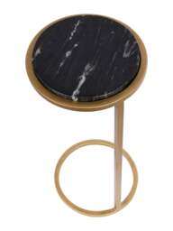 Libra Interiors Iota Accent Table Black Marble Aged Gold Frame in Black Marble Dark Bronze, Wood/Metal - thumbnail 3
