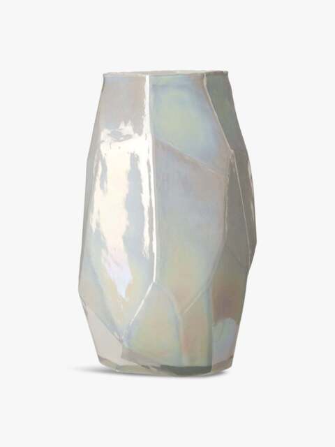 POLSPOTTEN Large White Graphic Luster Vase - image 1