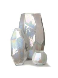 POLSPOTTEN Large White Graphic Luster Vase - thumbnail 2